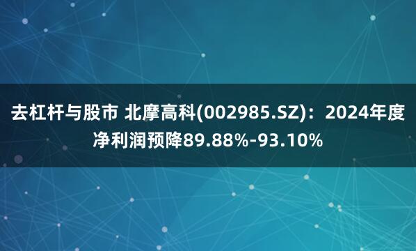 去杠杆与股市 北摩高科(002985.SZ)：2024年度净利润预降89.88%-93.10%