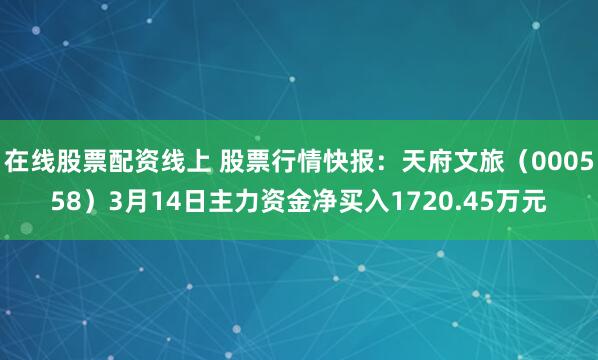 在线股票配资线上 股票行情快报：天府文旅（000558）3月14日主力资金净买入1720.45万元